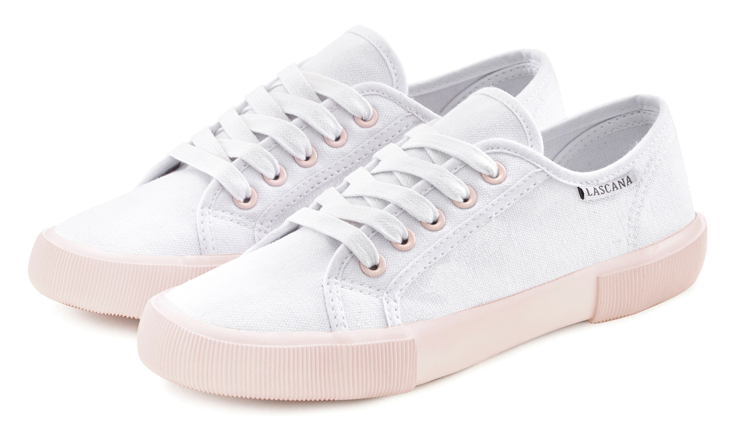 LASCANA Sneaker in weiß-rosa