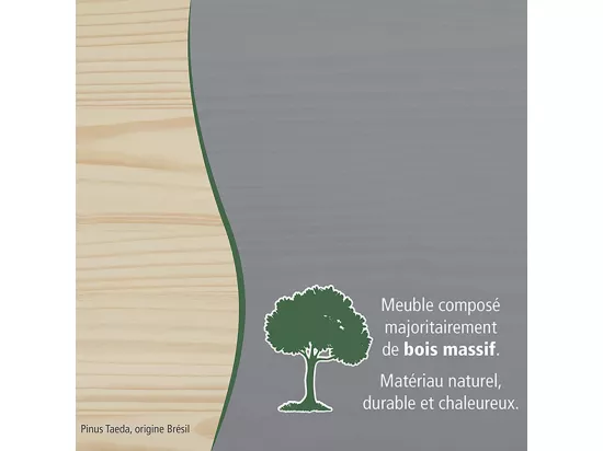MELINA - Table Repas Rectangulaire Coloris Gris et Naturel