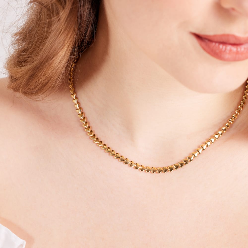 Gerecycled zilveren goldplated ketting hart schakel