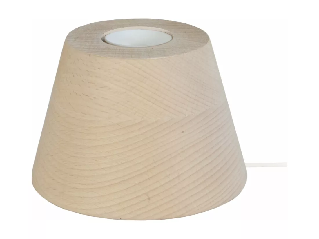 Pied de lampe conique bois naturel 7,5 cm.