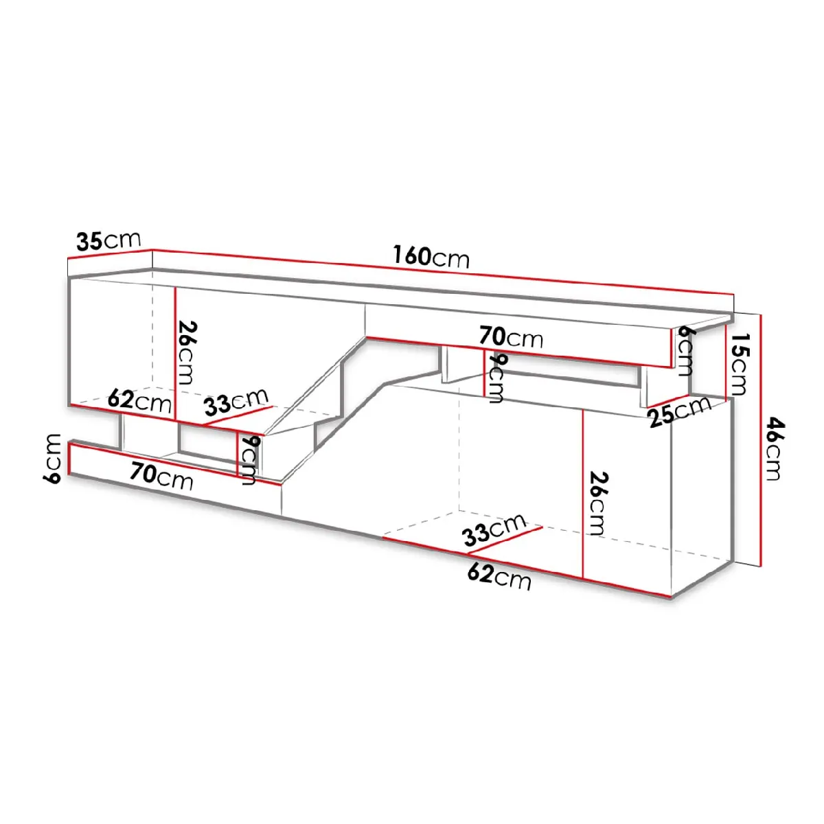 Bestmobilier Pitt Meuble TV 160 cm Industriel