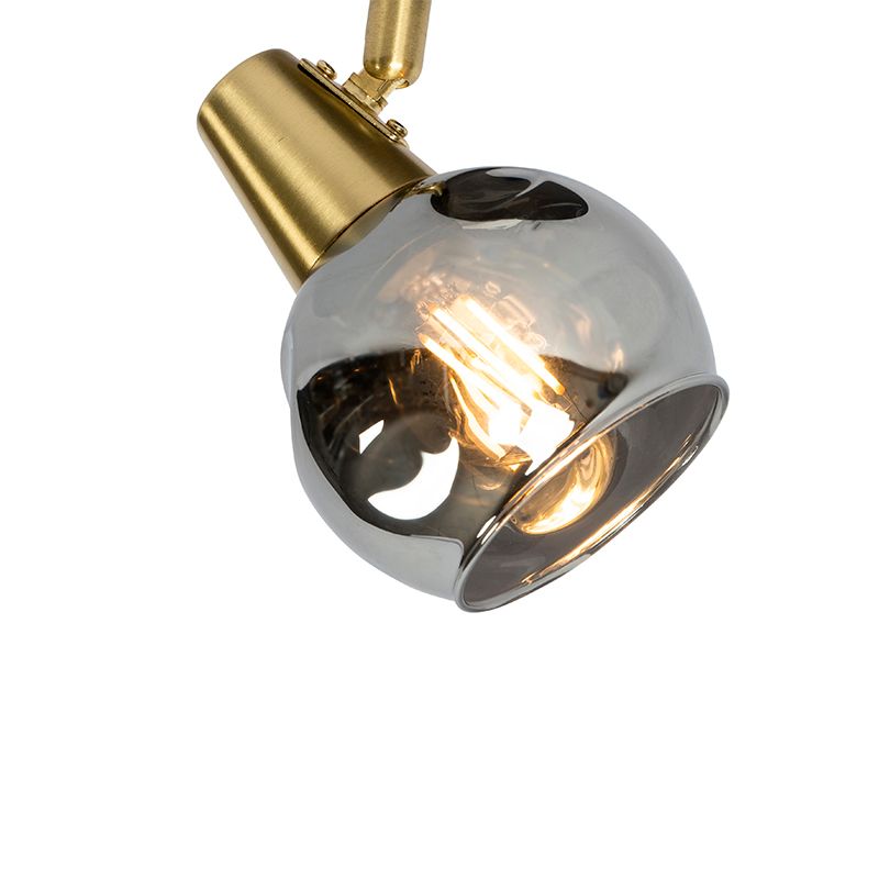 Art Deco spot goud met smoke glas - Vidro