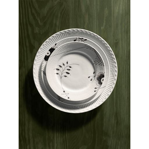 Royal Copenhagen Sort Mega Riflet Desserttallerken, Mønster 2, Ø19 cm