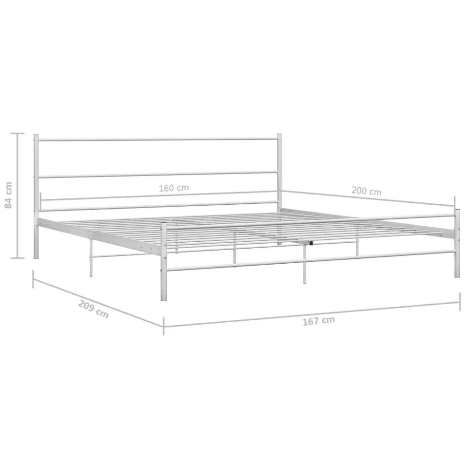 vidaXL - Tweepersoonsbed met hoofdbord - Wit - Metaal - 160x200 cm