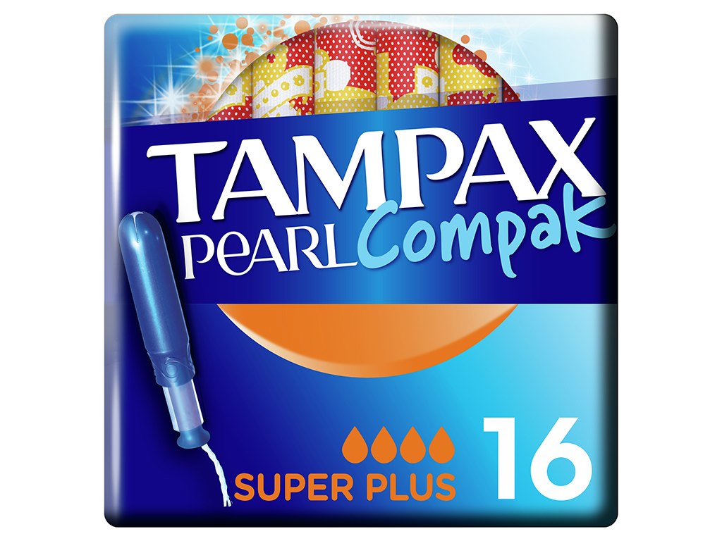 Tampões Pearl Compak Super Plus com Aplicador Tampax 16 un