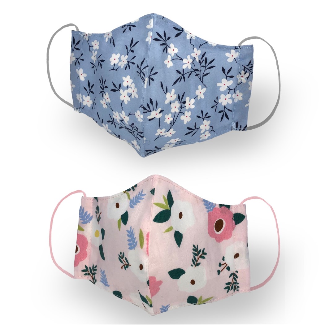 KANGURU GREEN Stoffmaske<br>2 Stück, Blumenmuster Mädchen