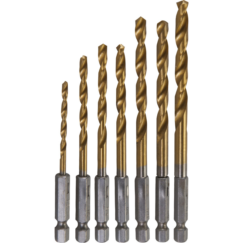 HSS-titanium metaalborenset geslepen 7-delig