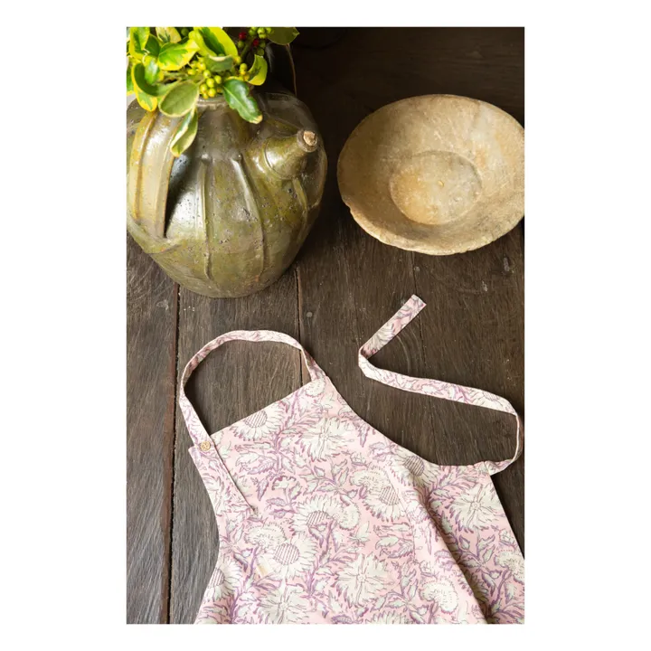 Louise Misha Tablier Eve en coton bio | Rose