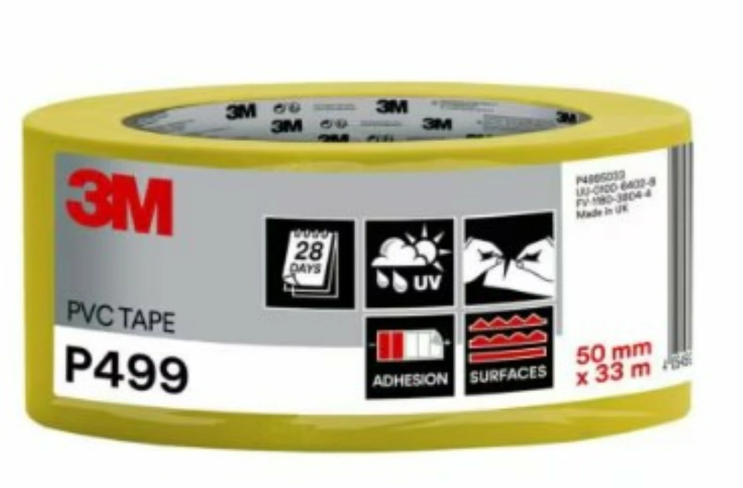 3M P499 PVC-tape - 50 mm x 33 m - geel