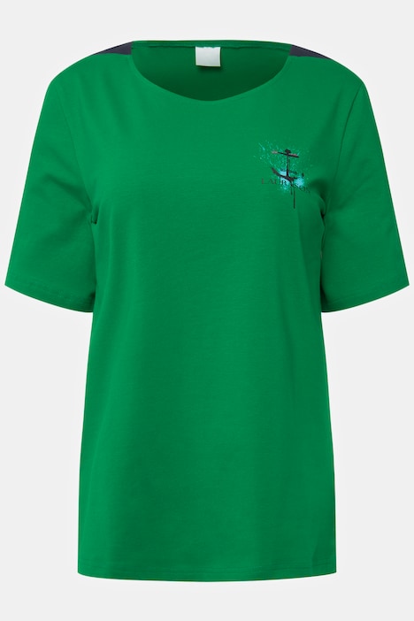 T-Shirt, U-Boot-Ausschnitt mit seitlichen Einsätzen, Halbarm