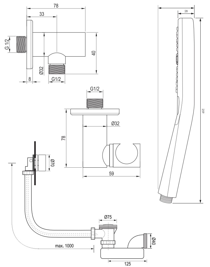 Brauer Chrome Edition thermostatische inbouw badkraan met badvulcombinatie en 3 standen handdouche set 4 chroom