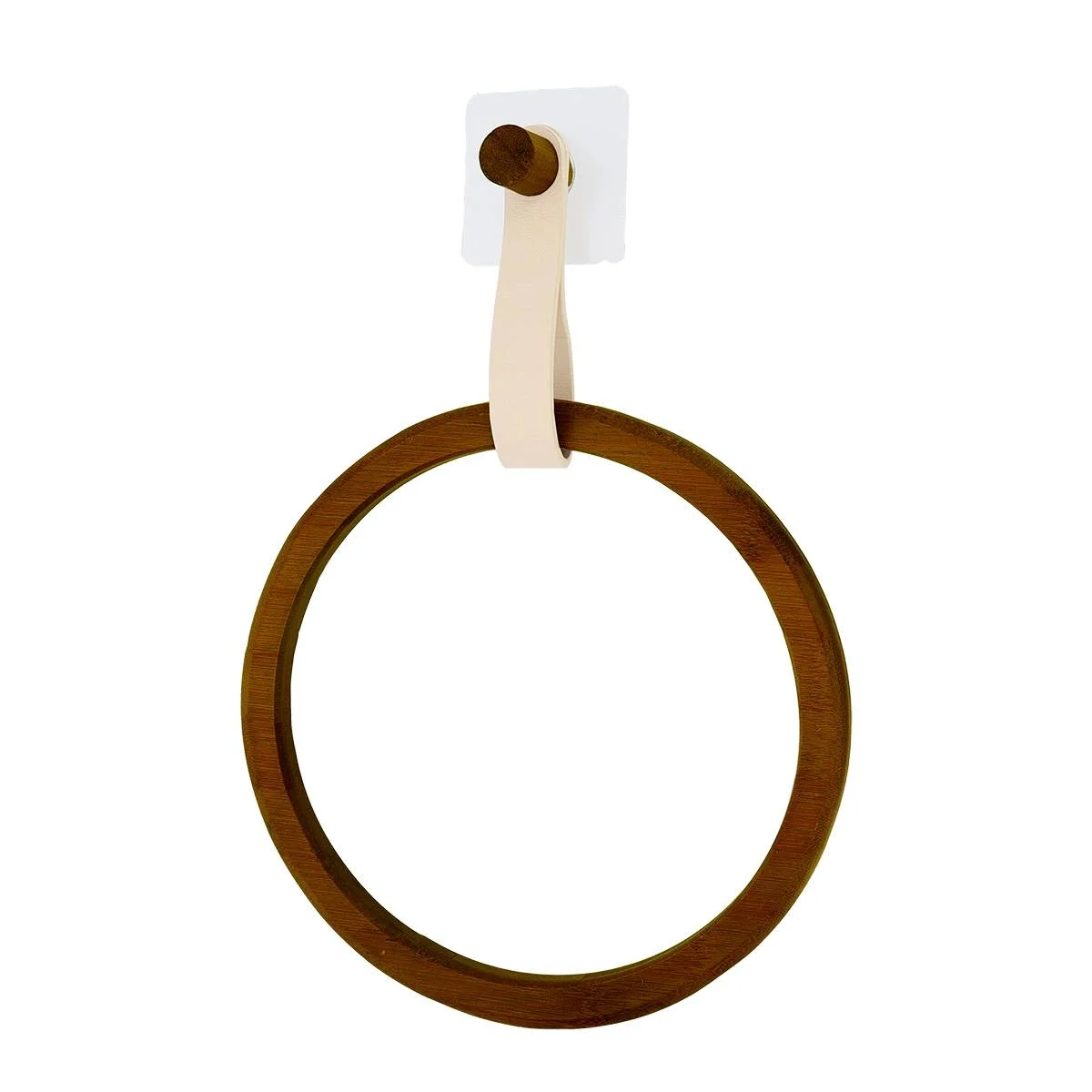 PORTE SERVIETTES BAMBOU LANIERE SIMILI CUIR BEIGE