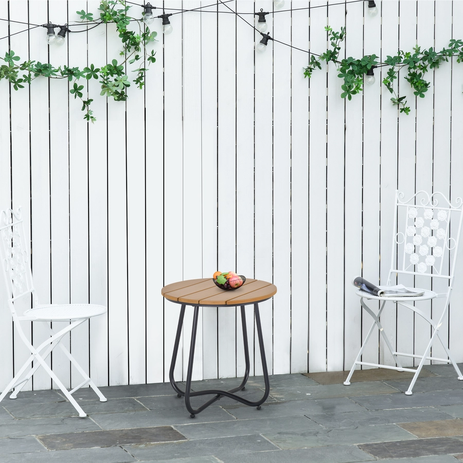Outsunny Runder Gartentisch in Holzoptik braun