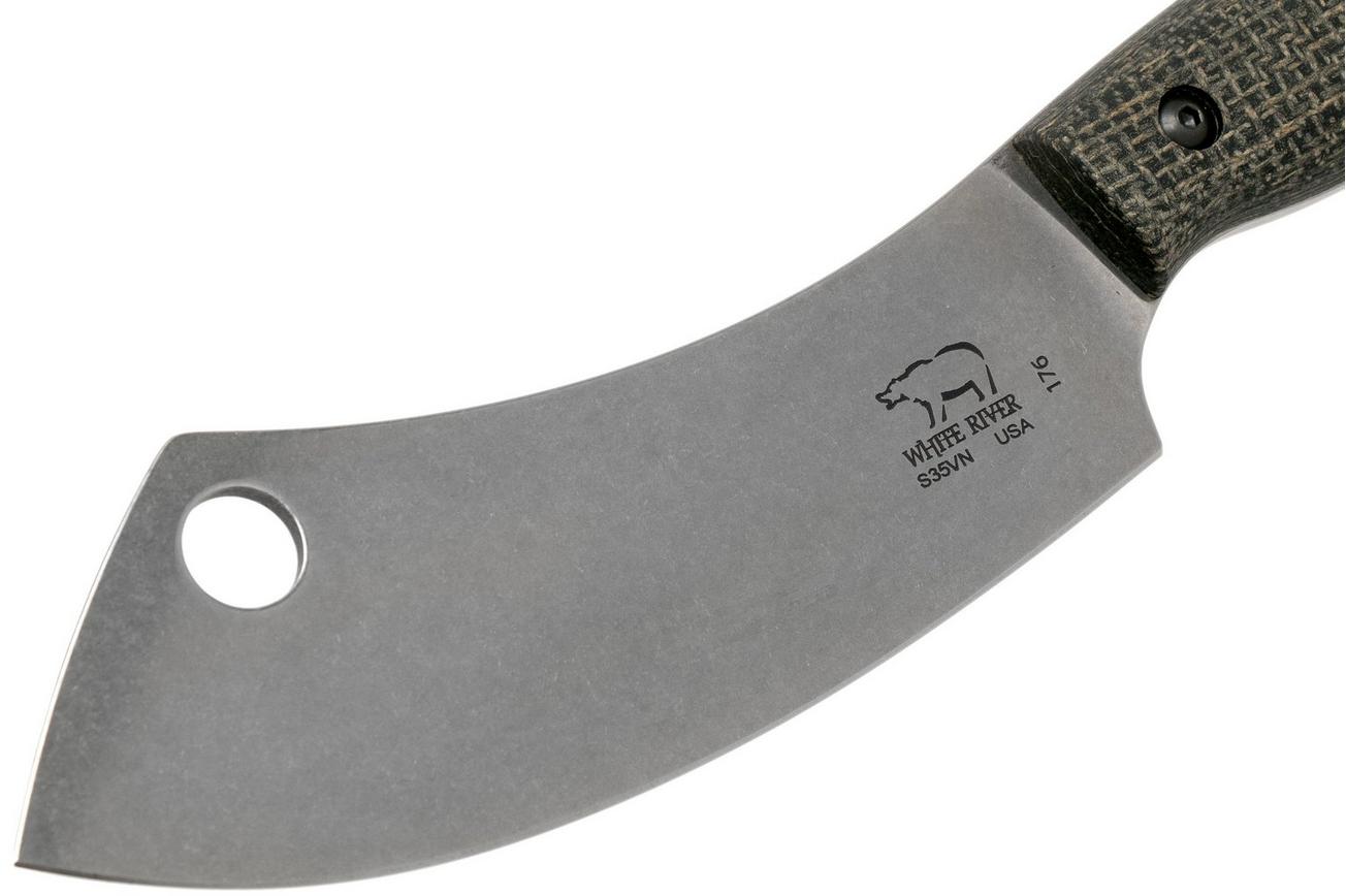 White River Knives Camp Cleaver Black Burlap Micarta kampeermes