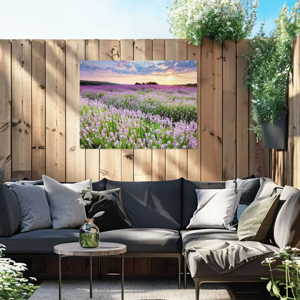 Tuinposter Lavender Field - 60x80cm - Paars