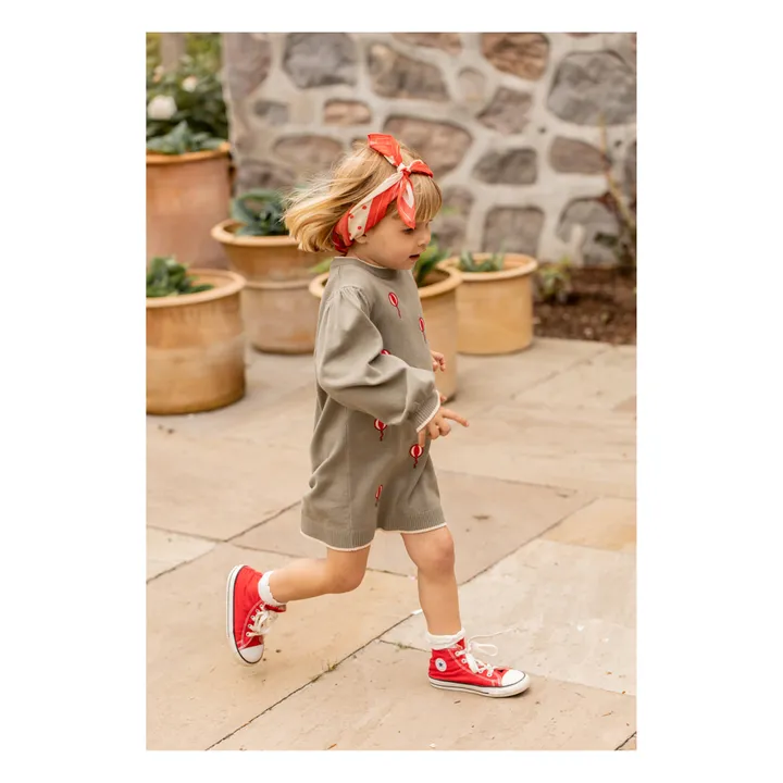 Fliink Robe Favo Broderie Ballon | Vert kaki