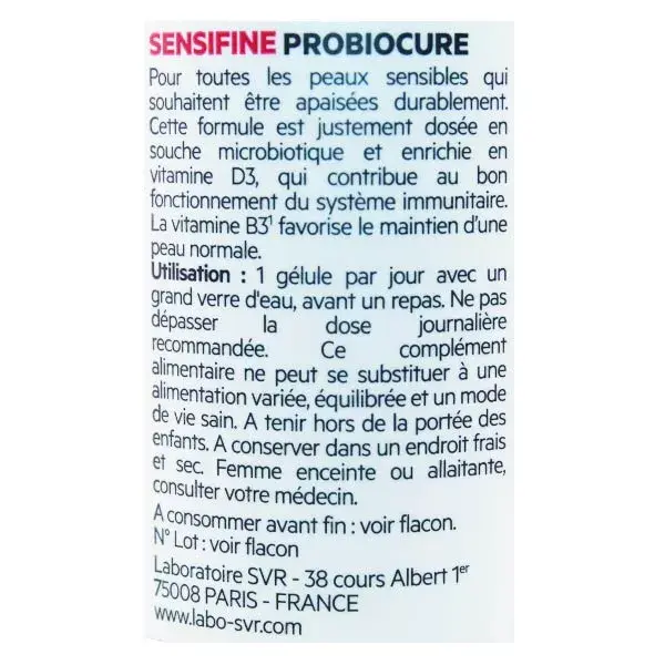 SVR SENSIFINE PROBIOCURE Peaux Sensibles Vitamines B3 et D3