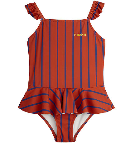 Mini Rodini Badeanzug - UV50+ - Stripe - Rostrot/Blau