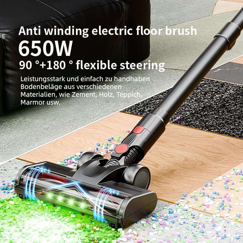 Ultra-starker Akku-Staubsauger mit automatischer Stauberkennung/Bis zu 50 Minuten Laufzeit/Beutelloser Staubsauger für Teppiche, Hartböden & Tierhaare/Violett - 650 W