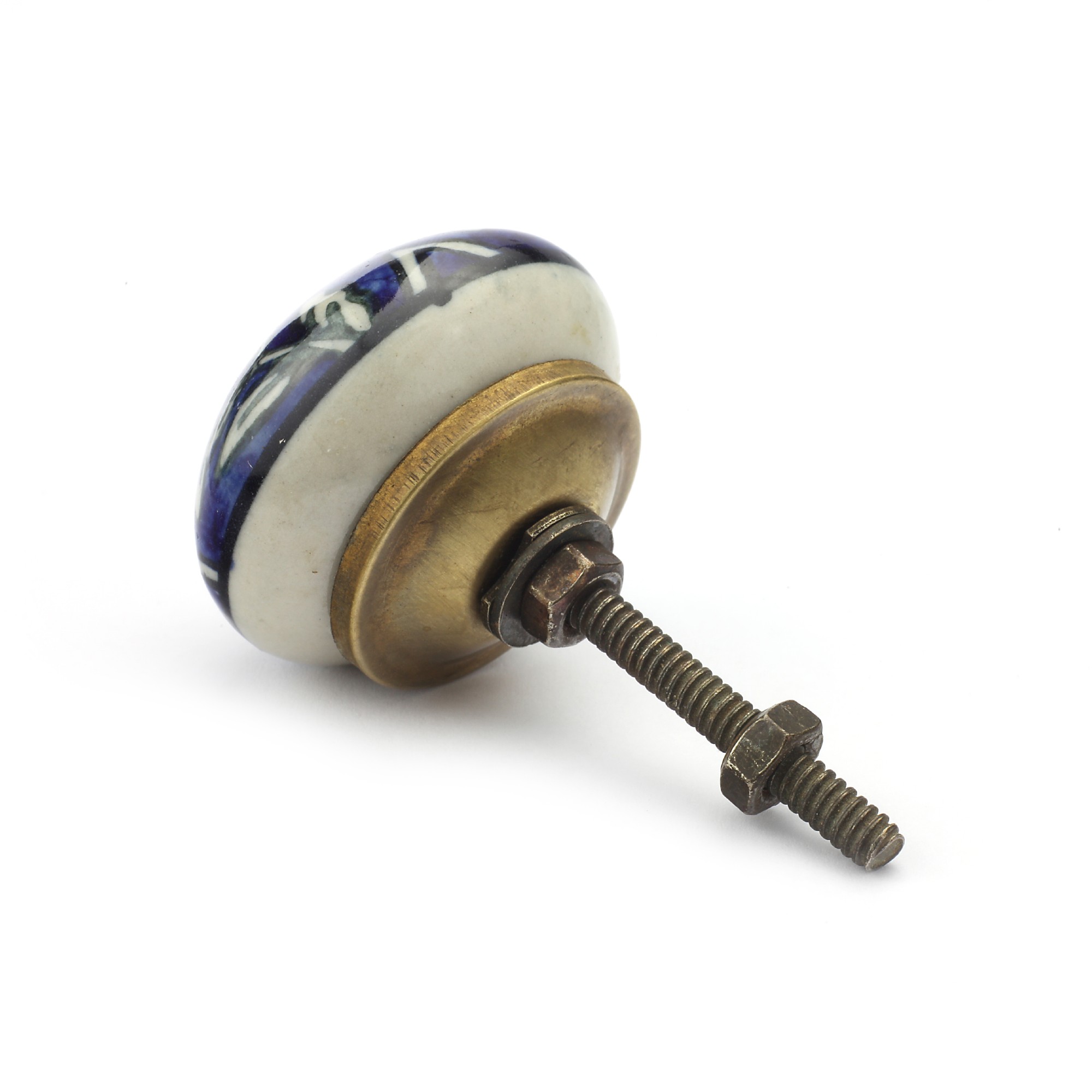 Keramik-Knauf rund, blau/weiß, Ø 3,8 cm, L 2,5 cm günstig bestellen