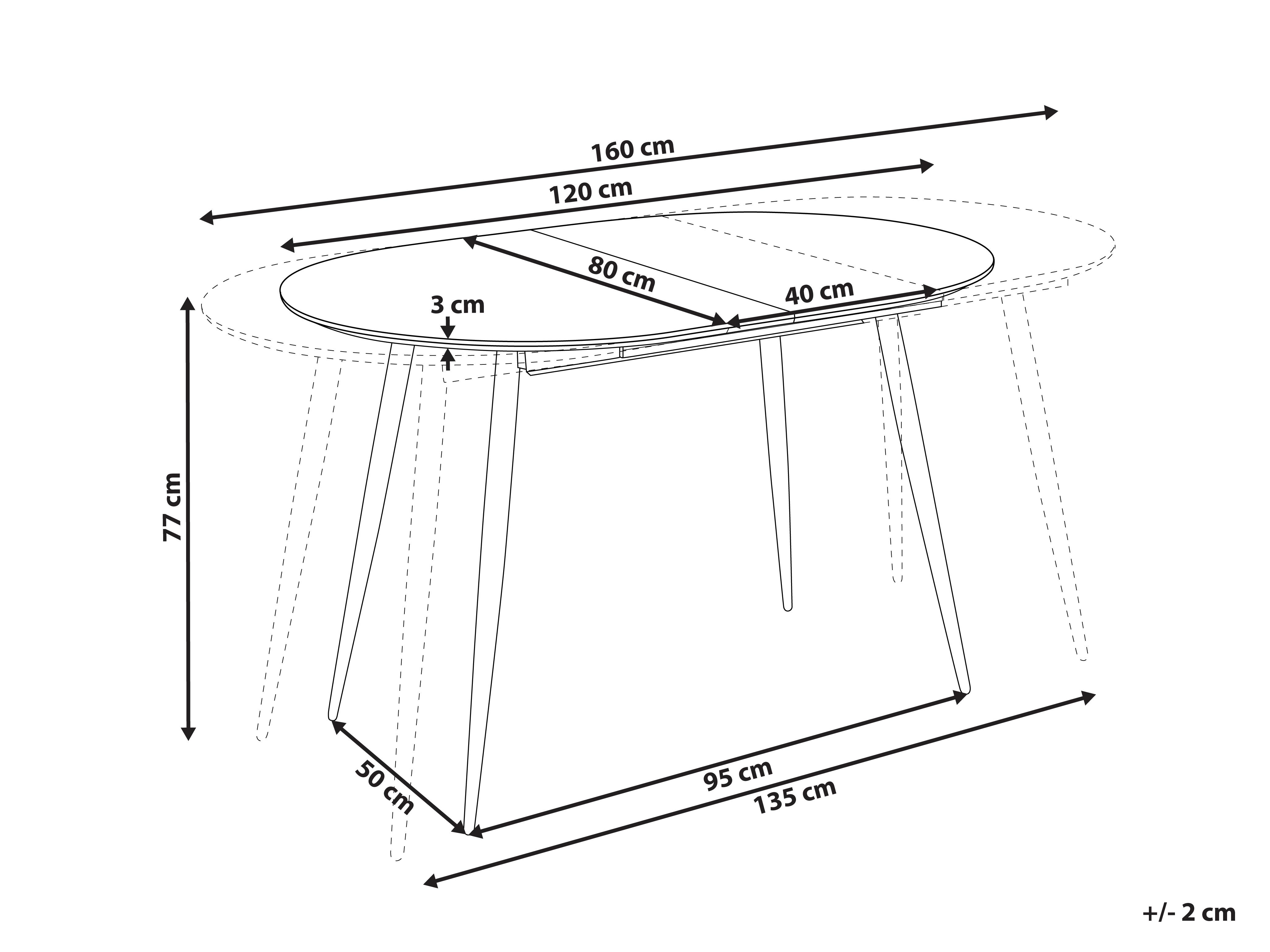 Eettafel uitschuifbaar CLAVET Lichtbruin 80 cm 120/160 cm
