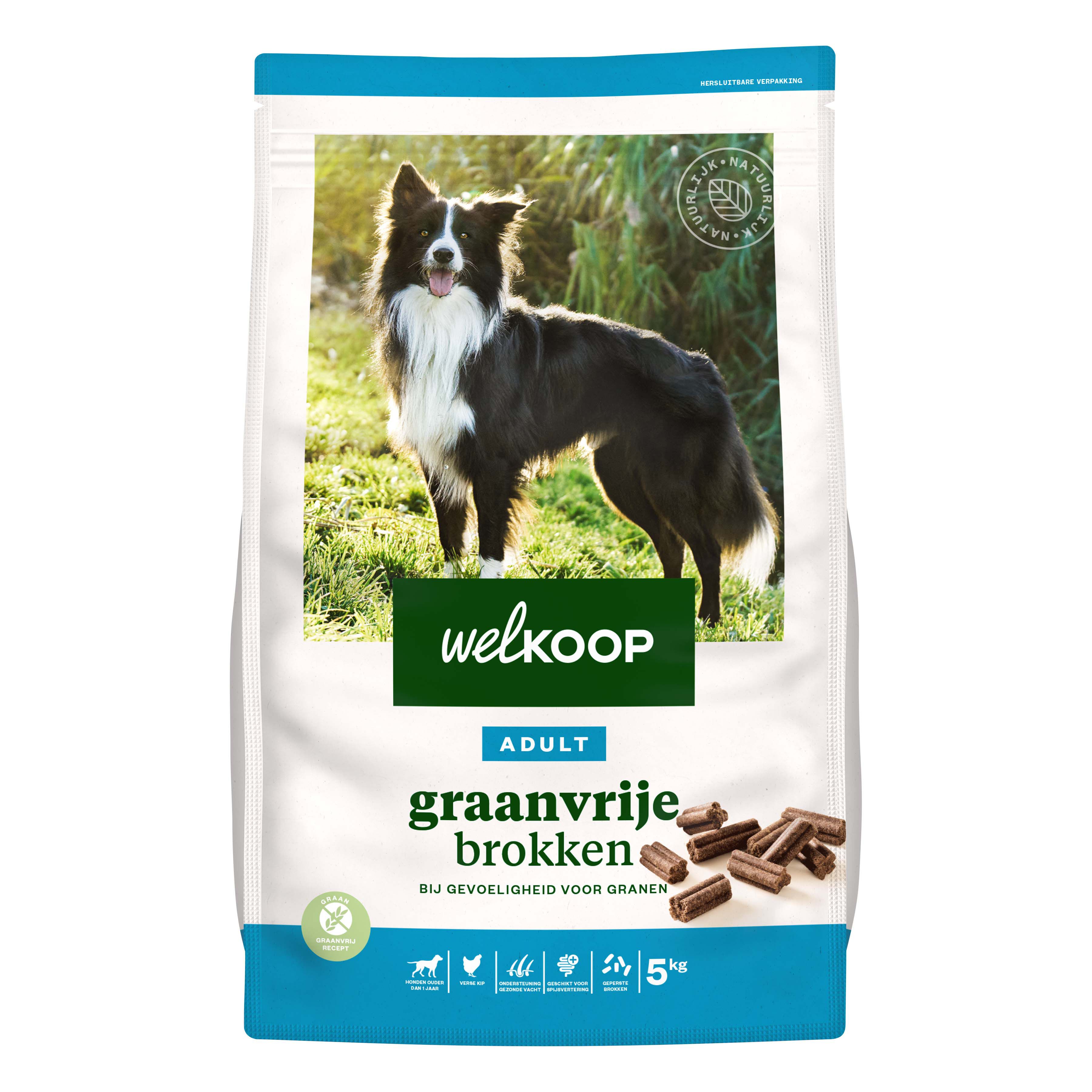Welkoop Adult Geperste brokken - Graanvrij - Hondenvoer - 5 Kilogram - kip
