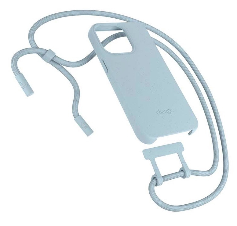 iPhone 13 Pro Necklace ChangeCase Antimikrobielle Schutzhülle Vegan Biologisch Abbaubar   Abnehmbare Handykette (CHA092) - Pastel Blue