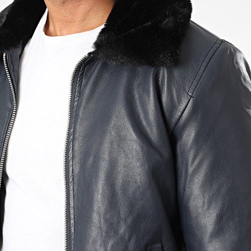 Veste Col Fourrure 5023 Bleu Marine