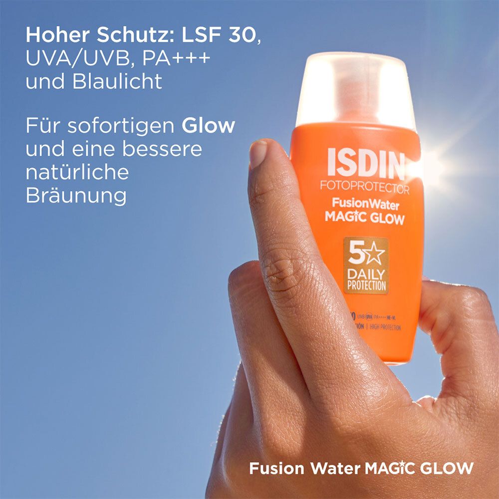 ISDIN FusionWater MAGIC Glow Sonnencreme Gesicht LSF 30 mit Bräunungsbooster