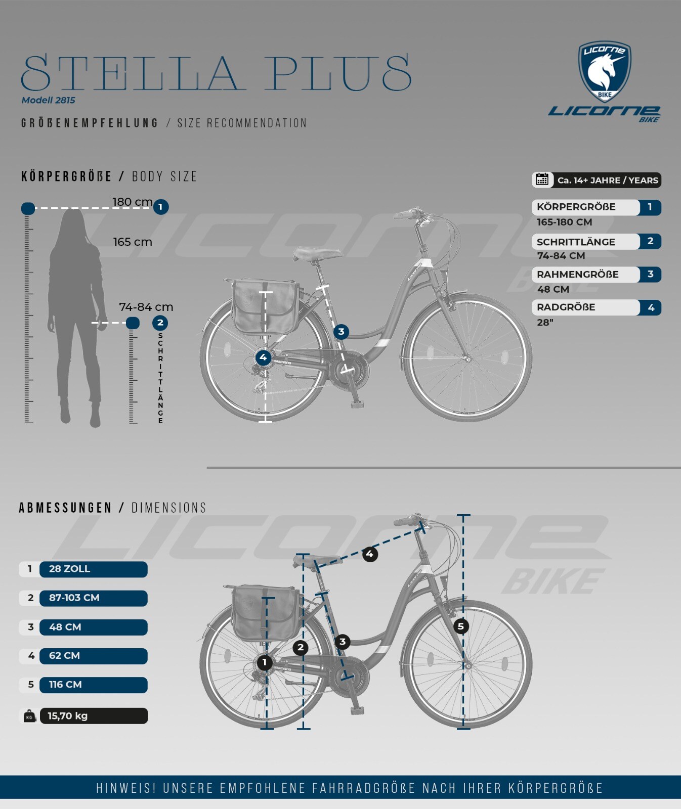 Licorne Bike Stella Plus Premium City Bike in Zoll Aluminium Fahrrad für Mädchen, Jungen, Herren und Damen - 21 Gang-Schaltung - Hollandfahrrad