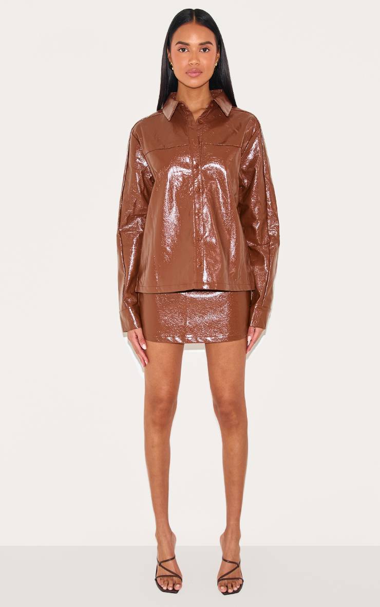 Chocolat Ensemble Jupe Courte En Synthétiquecuir