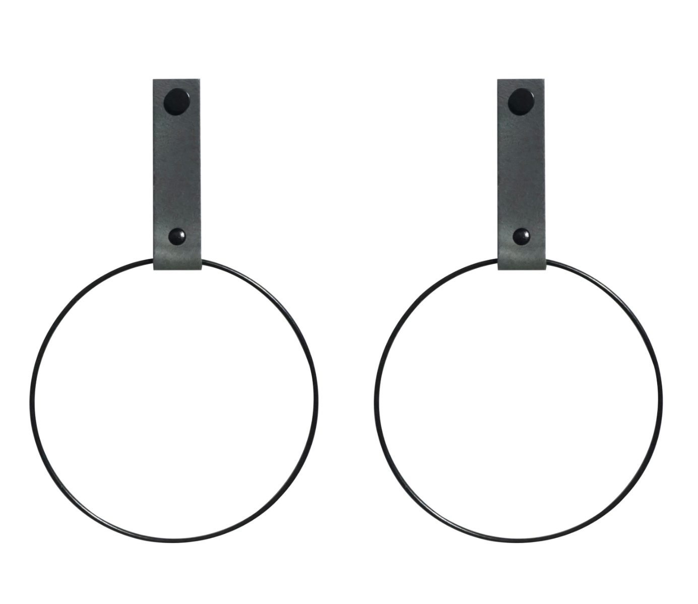 Leren handdoekring maat M (ring zwart) 2x leren handdoekring  |  VINTAGE GREY maat M