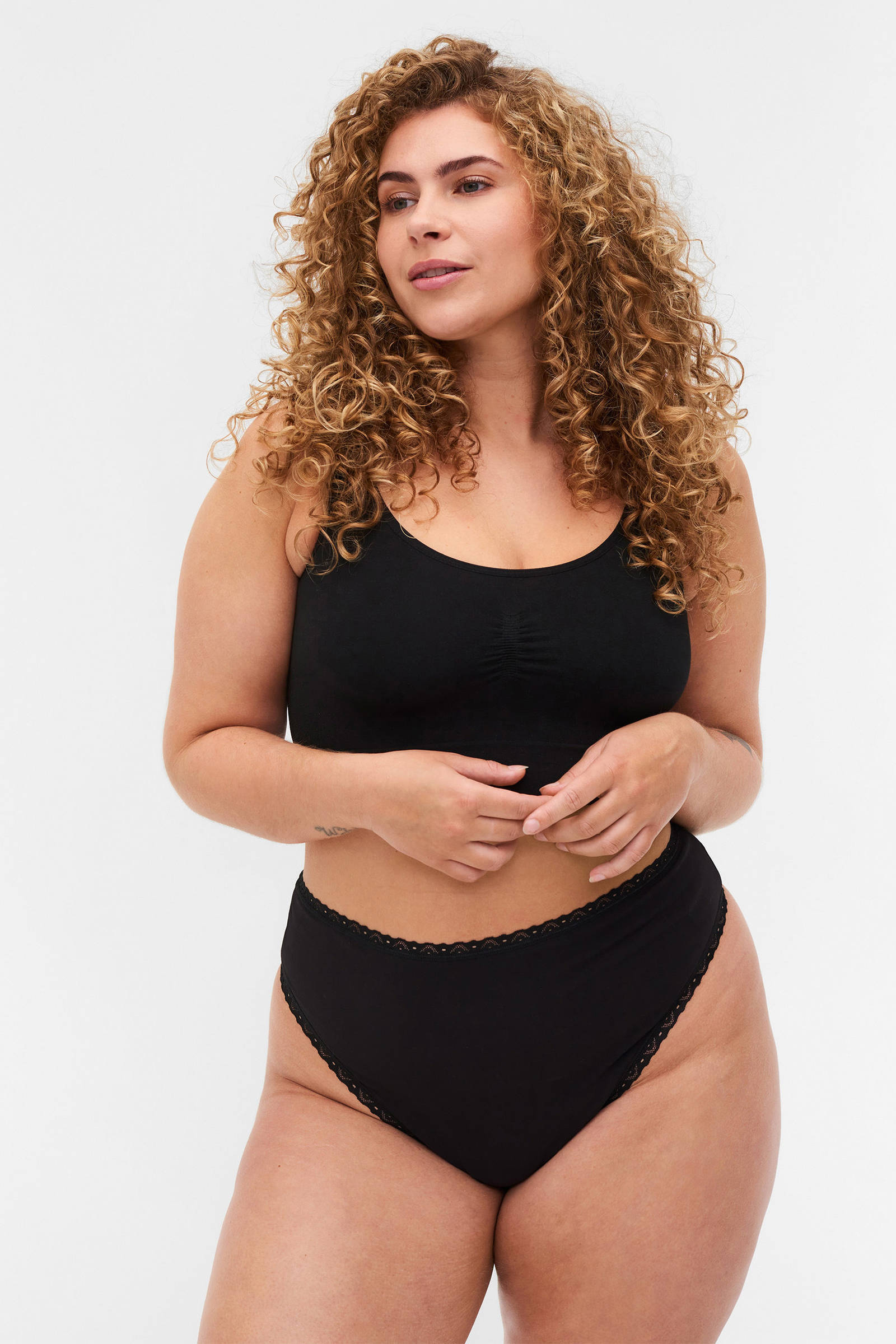 Zizzi string LCLARA (set van 3) zwart