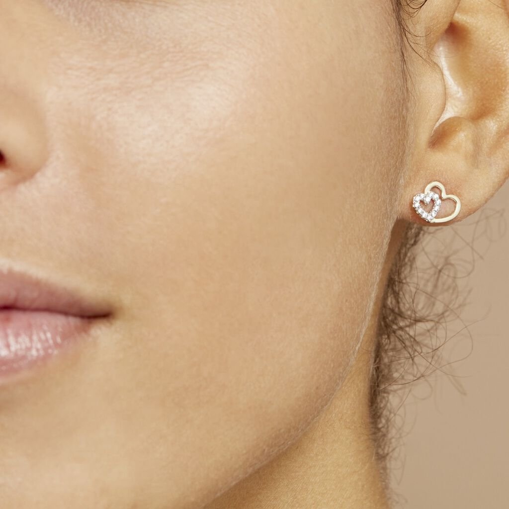 Boucles D'oreilles Puces Marineta Or Jaune Oxyde De Zirconium