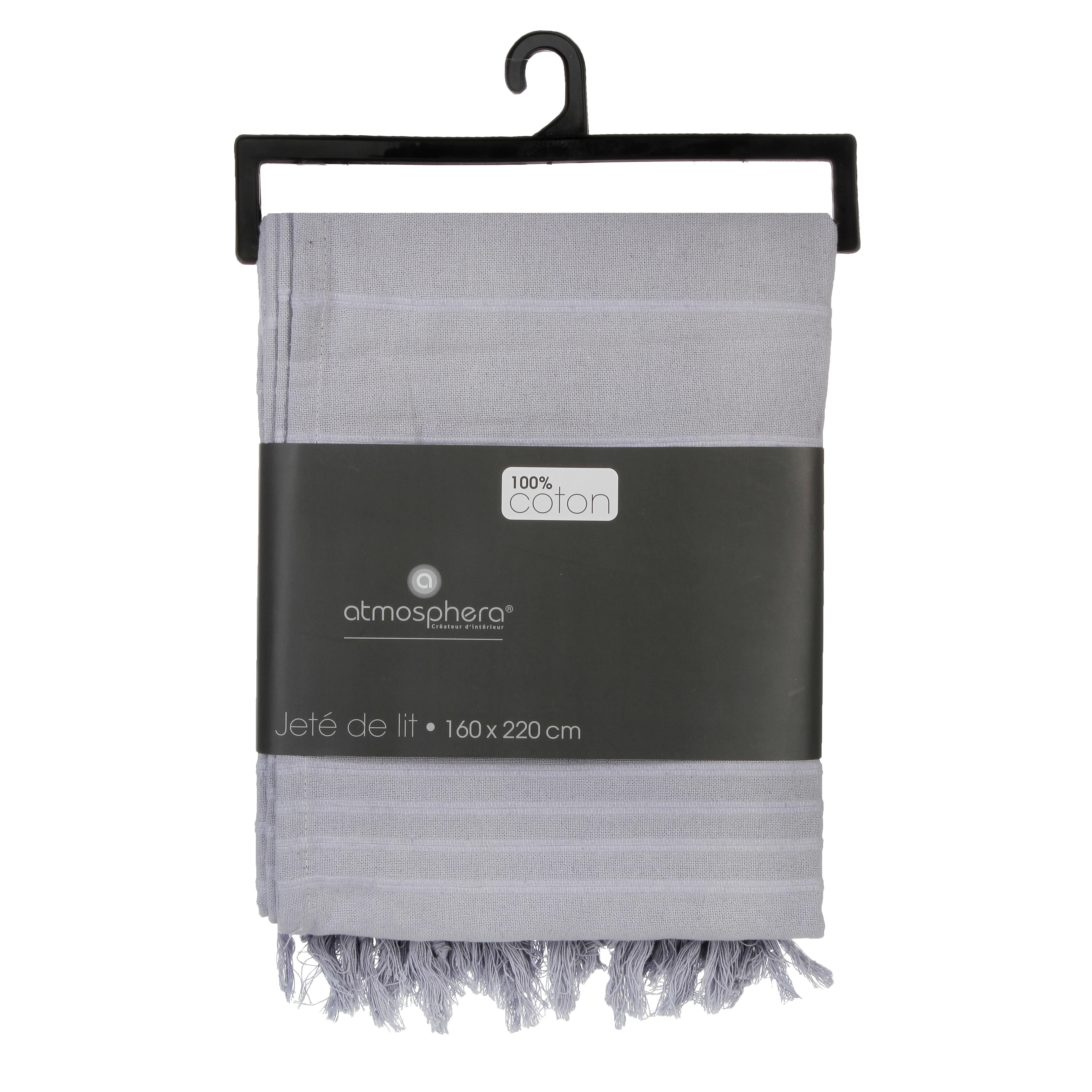 JETE DE LIT EN COTON GRIS CLAIR 160X220CM
