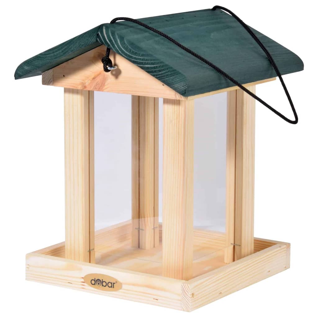 Mangeoire à oiseaux avec silo bois naturel et vert