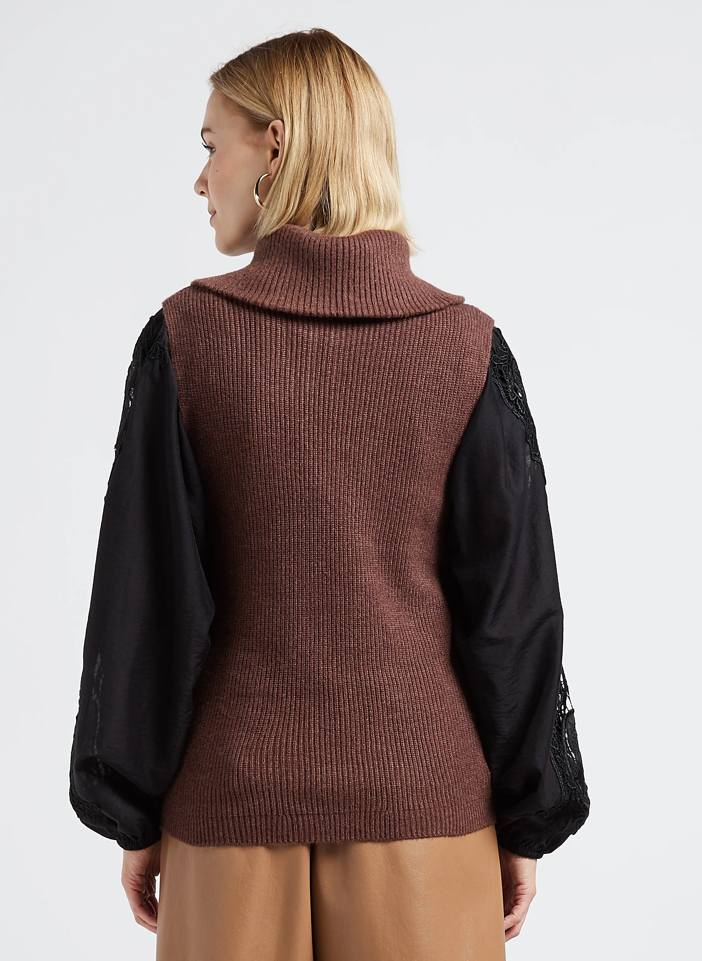 RIL - Pull col camionneur sans manches| Marron