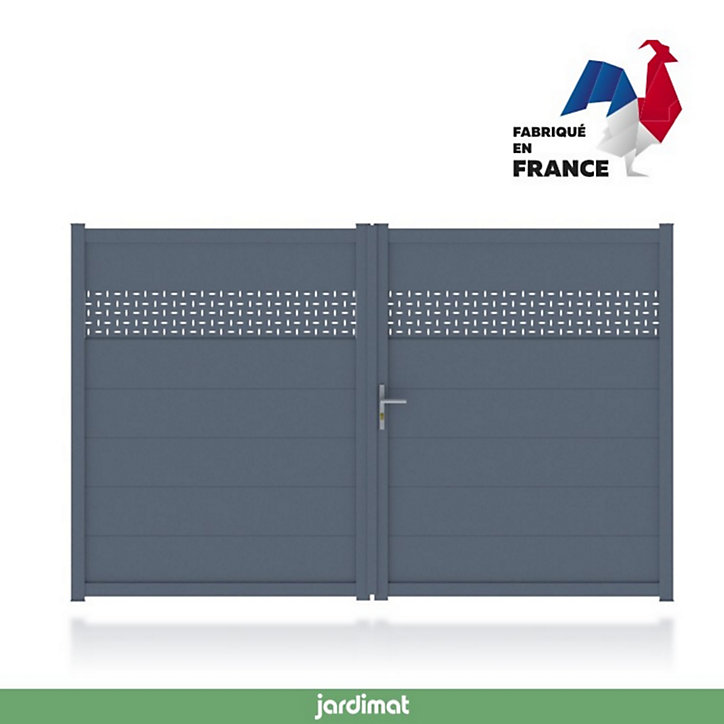 Portail Jardimat aluminium Sisteron gris 7016 - 300 x h.191 cm
