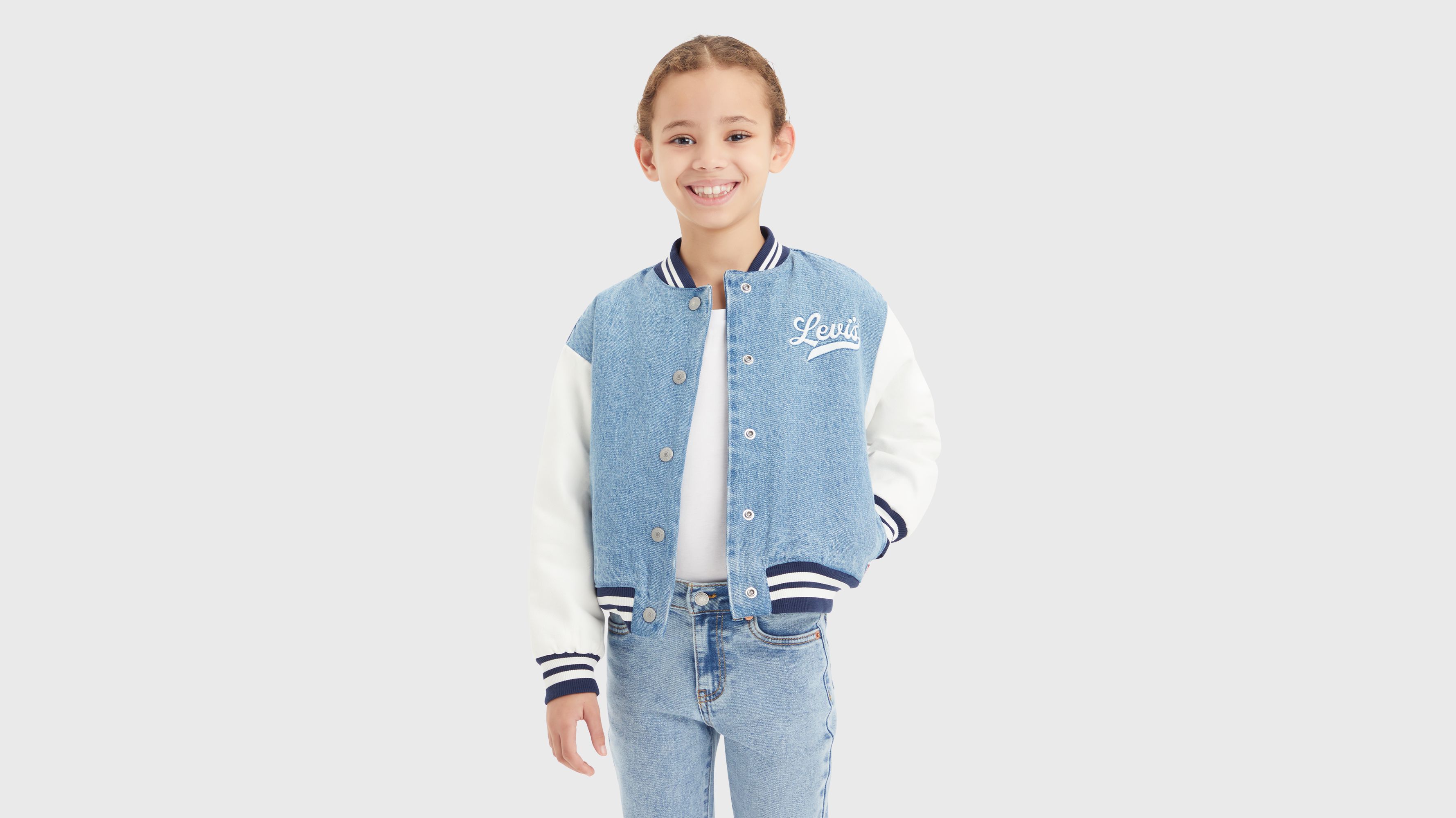 Enfant veste blouson d’aviateur denim - Vibe Check - Bleu
