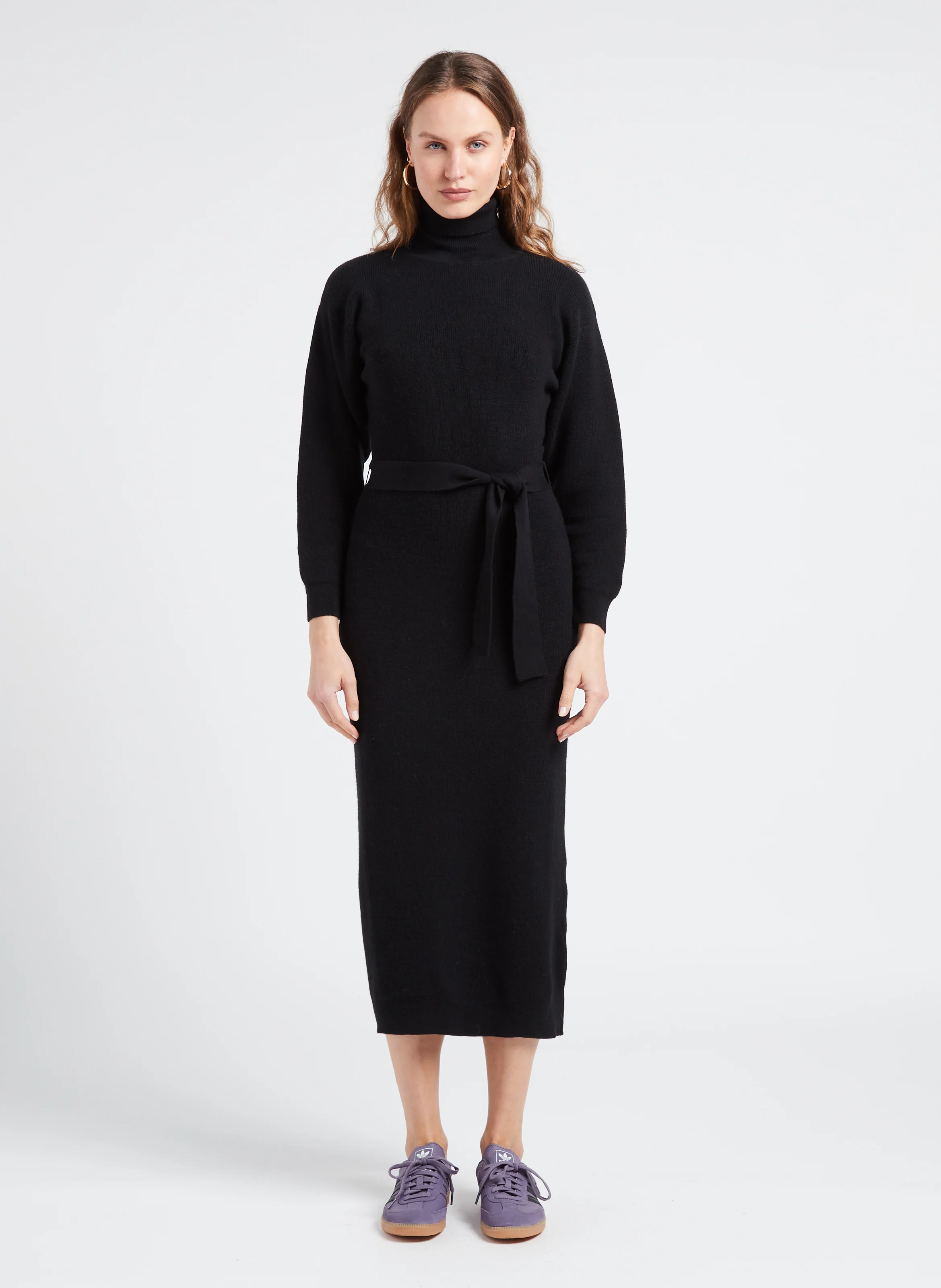 HART - Robe longue col roulé en laine et en cachemire mélangés | Noir