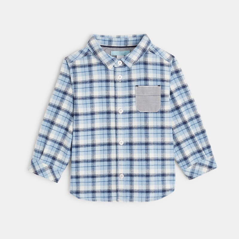 Chemise tubique à carreaux bleue bébé garçon Bleu