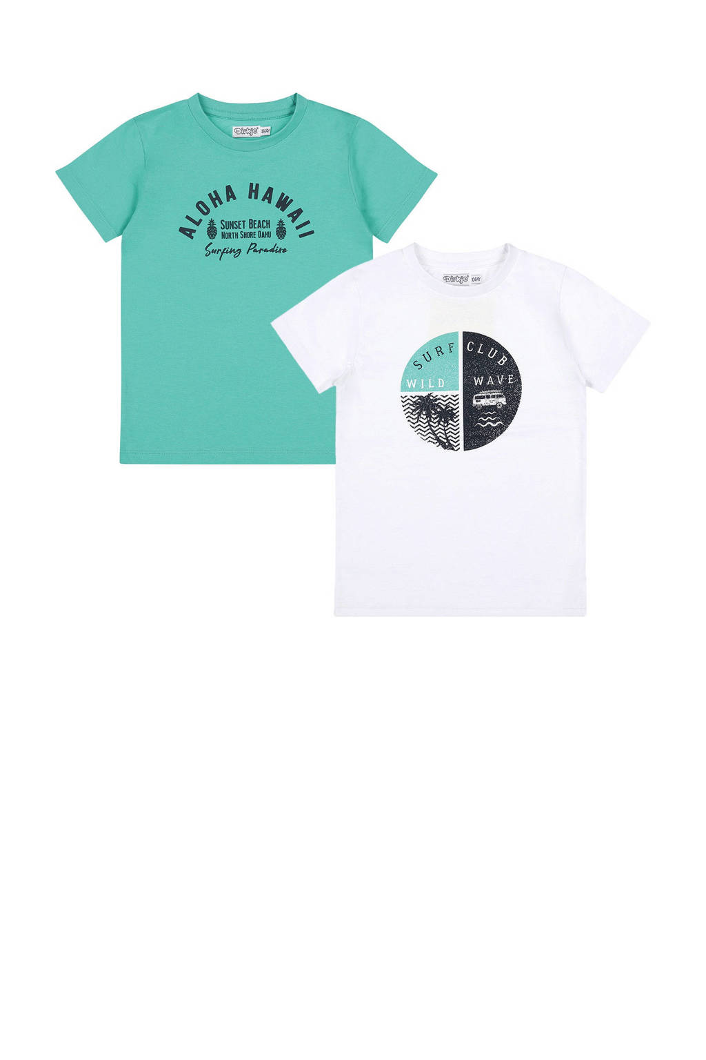 Dirkje T-shirt - set van 2 - groen/wit