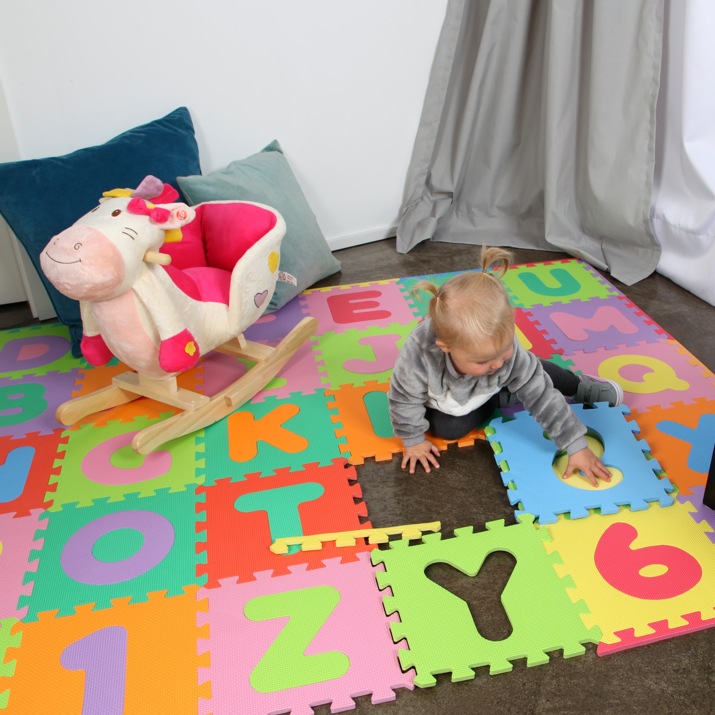 Pink Papaya Puzzlematte mit Zahlen und Buchstaben Kids Zone