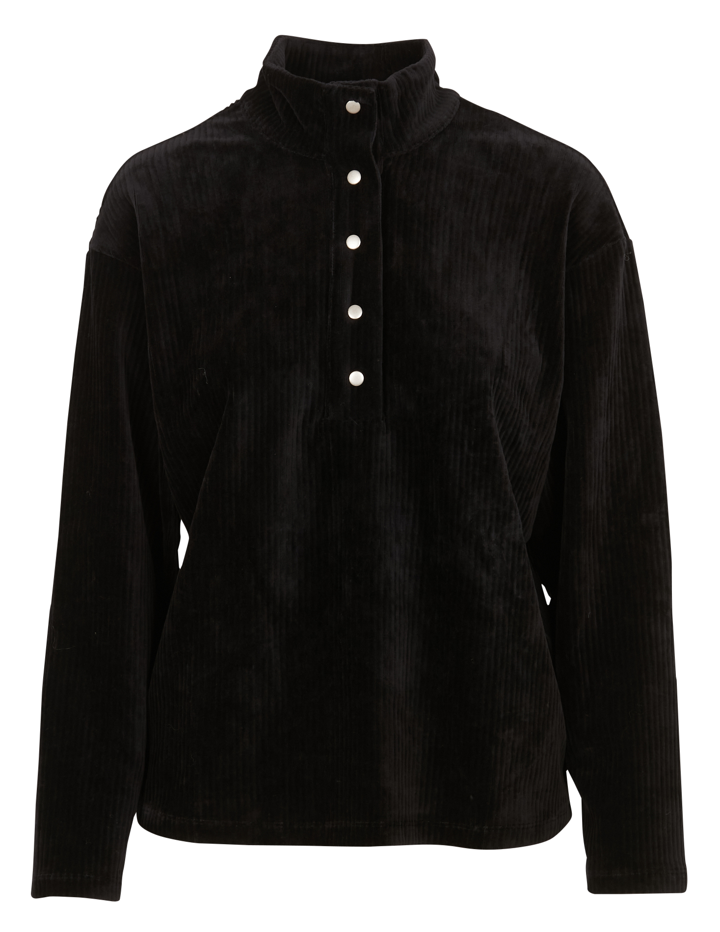 KITA - Pull col montant en velours de coton côtelé| Noir