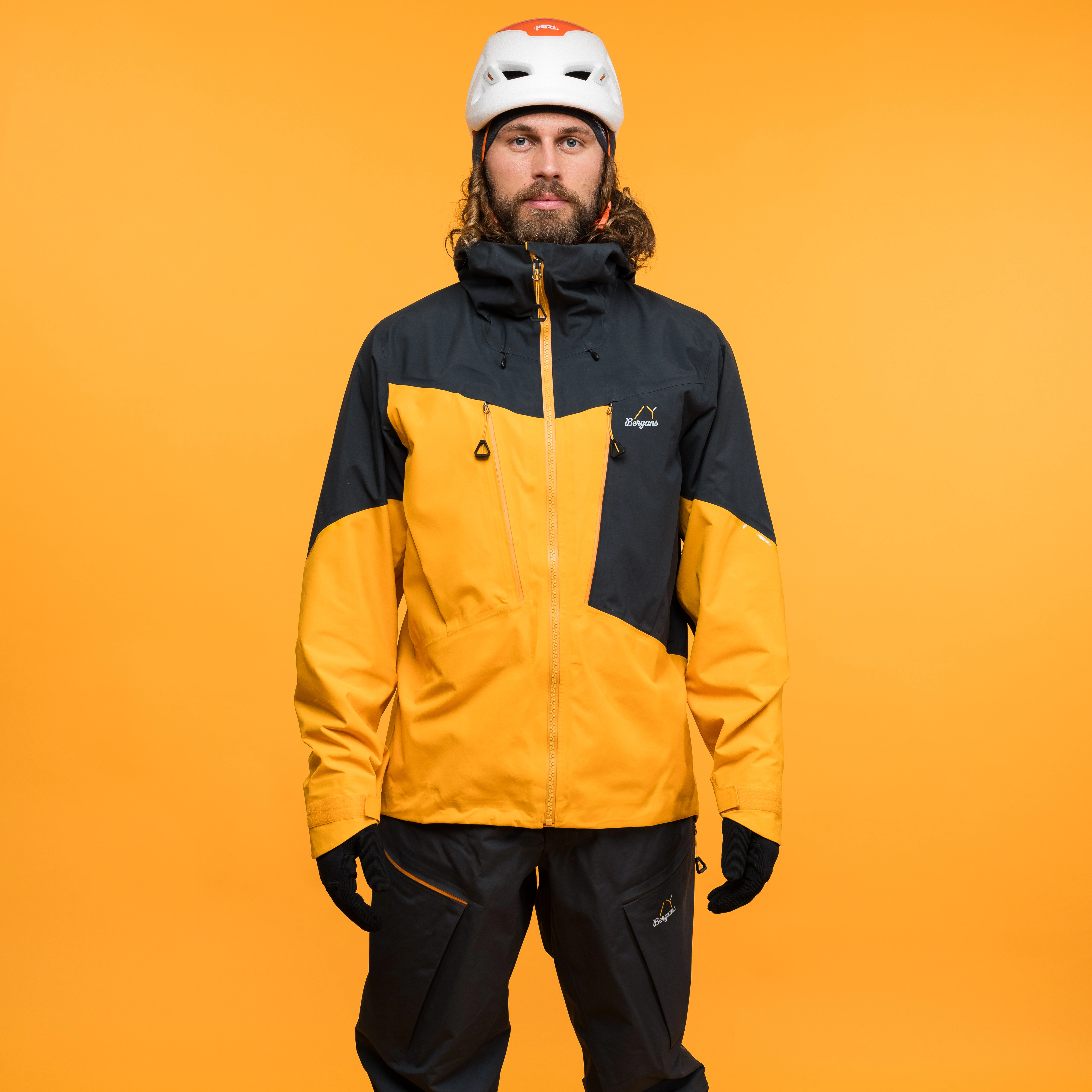 Y MountainLine Bold 3L Shell Jacket Men Mango Yellow / Dark Shadow Grey