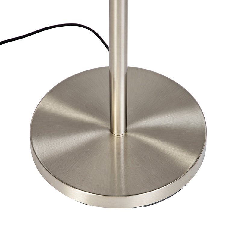 QAZQA - Moderne vloerlamp | Staande lamp | Vloerlamp | Lamp | Licht staal | Zilver | Mat nikkel zonder kap - Simplo | Woonkamer | Slaapkamer - Staal, Langwerpig - LED-compatibel E27