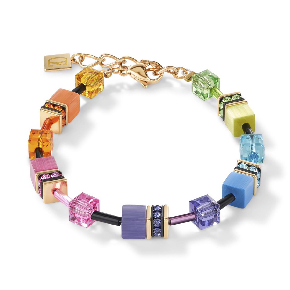 Bracelet Coeur de Lion Geocube Rainbow doré