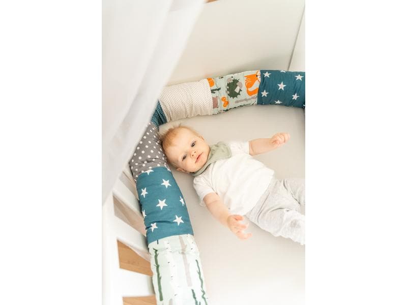 Ullenboom Nestschlange Waldtiere Petrol 300 cm Bettschlange für Babybett