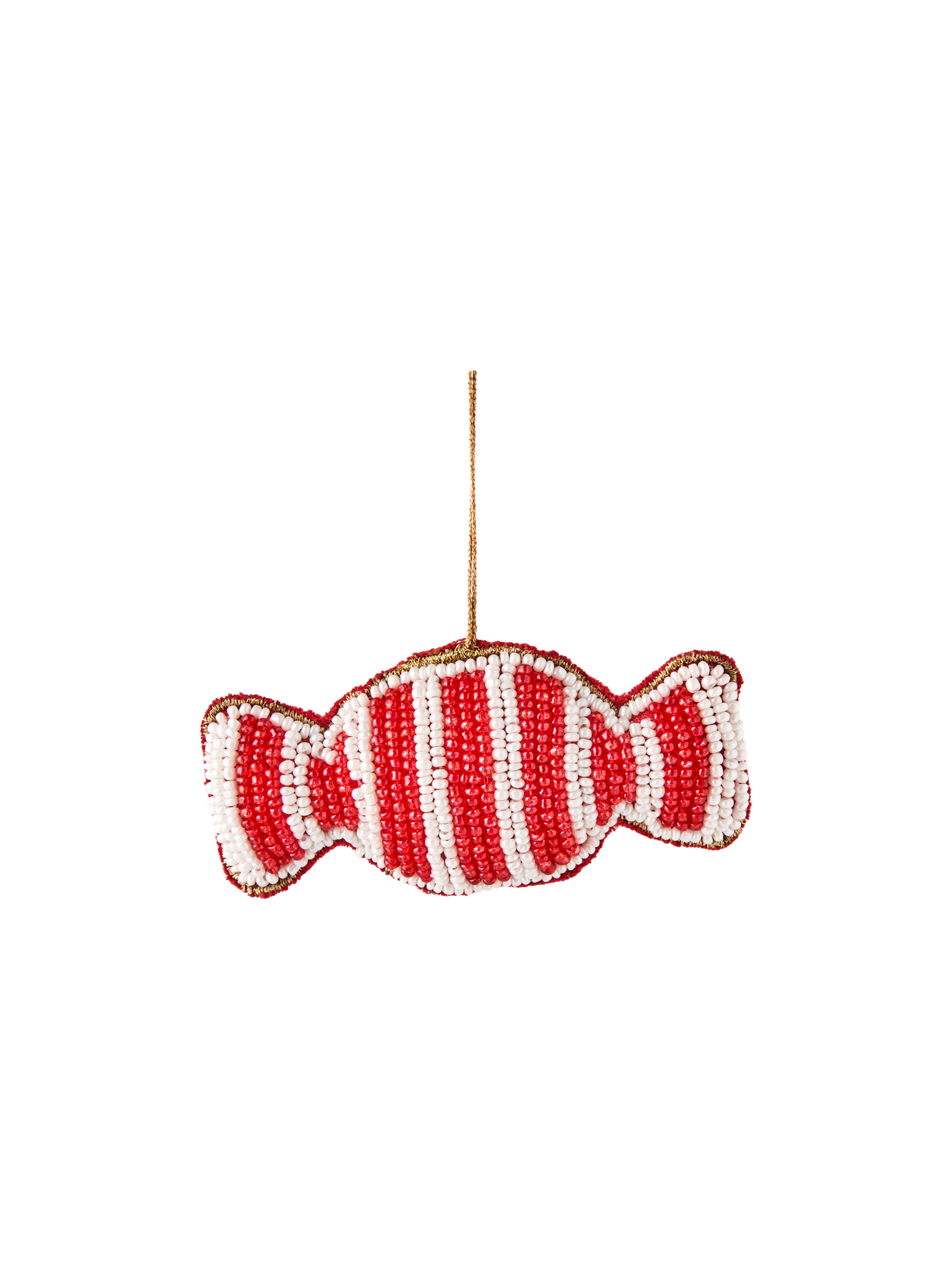 Juleophæng med perlebesat slik | 8,6 x 4,1 cm. | Red, White