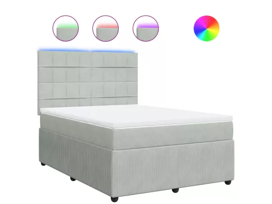 Sommier à lattes de lit et matelas Gris clair 160x200cm Velours